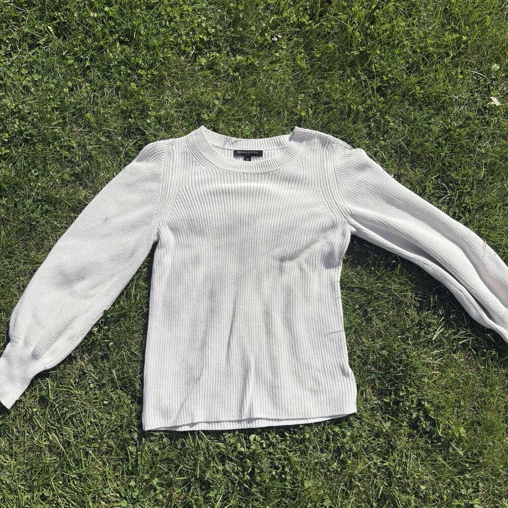 Banana Republic Crewneck Cotton-Linen Blend Ribbed Sweater Size Extra Small